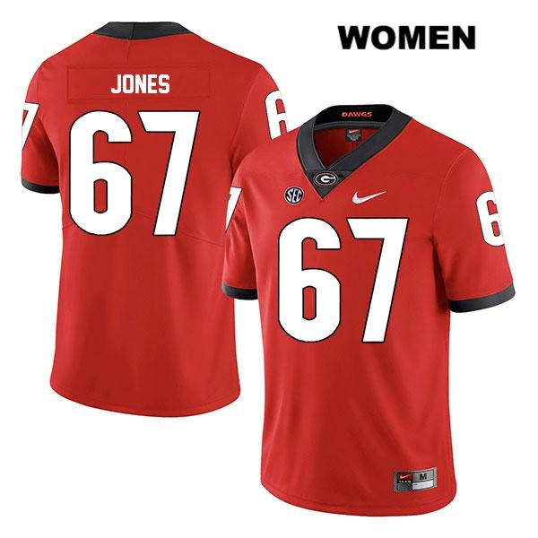 Georgia Bulldogs Women's Caleb Jones #67 NCAA Legend Authentic Red Nike Stitched College Football Jersey RDN6156CB